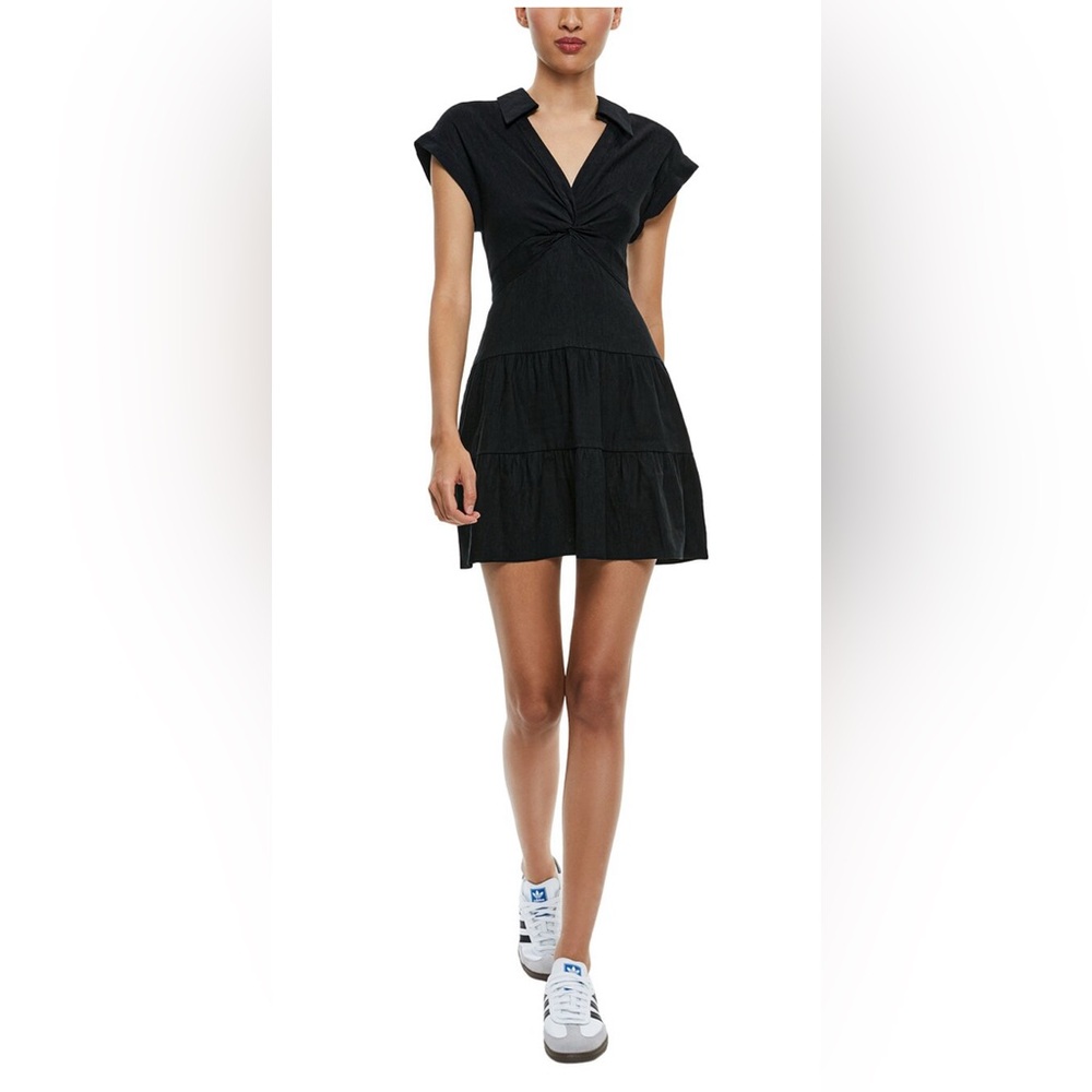 Alice + Olivia Black Pleated Fit and Flare Dress